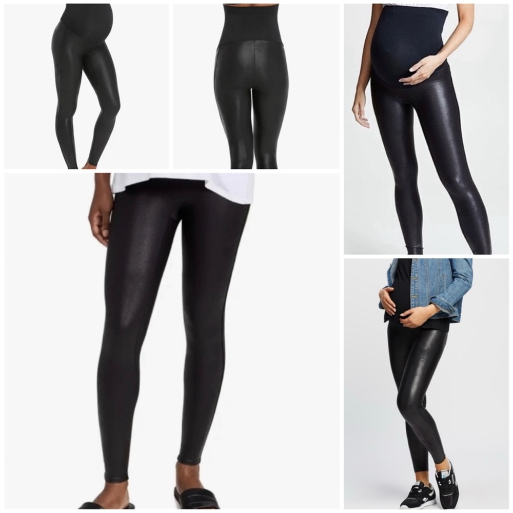SPANX Faux-Leather Maternity Leggings in Black